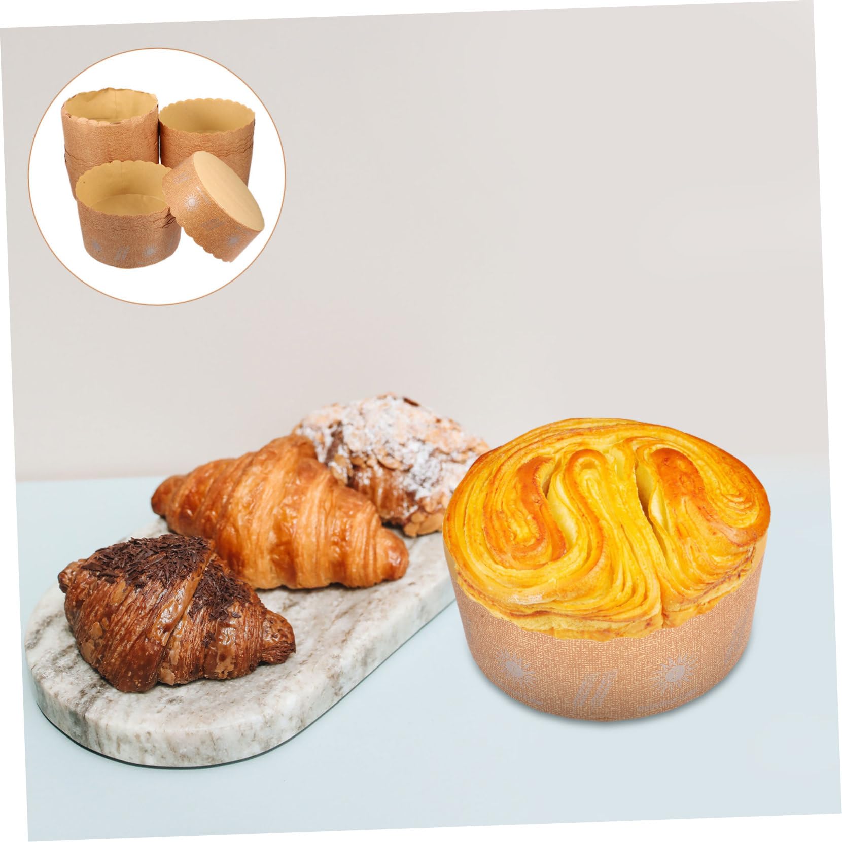 COLLBATH 100 Stück Braune Papier Cupcake Förmchen aus Stabilem Backpapier Praktische Backbecher mit Kreativem Design für Muffins und Kuchen zum Backen
