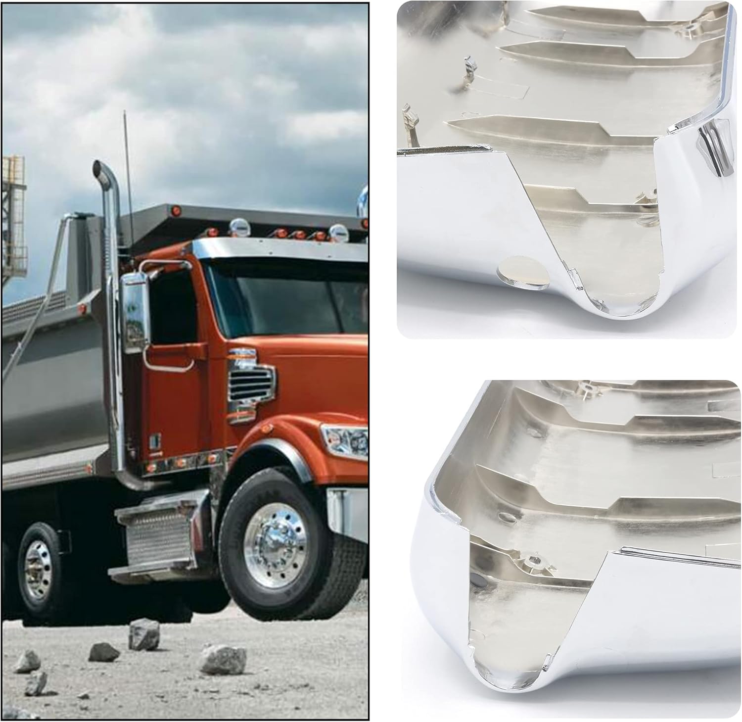 Pair Chrome Door Mirror Covers Driver & Passenger Side Fit for 2005-2017 Freightliner Century & Columbia Trucks