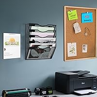 Vista 6 de Hanging Wall File Organizer with Office Assorted, 5 Pockets Mesh Wall Mounted Hanging File Folders, Mail Organizer, Holder Rack for Mail, Paper