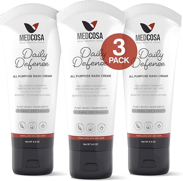 Medcosa Adult Care Cream | Age with Grace | Heat Rash & Elderly Nappy Treatment w/Zinc Oxide | Daily Defense Skin Barrier Protectant | Suitable for Incontinence, Sweat Rash & Disability (3 Pack)