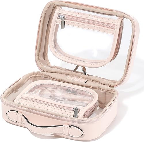 Miniatura 2 de Veki Bolsa de maquillaje transparente, doble viaje, bolsa de cosméticos impermeable, bolsa de almacenamiento abierta de gran capacidad, organizador