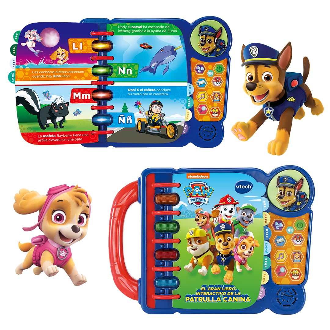 VTech - El Gran Libro Interactivo de la Patrulla Canina, Juguete Educativo para niños +3 años, Aprende el Alfabeto, Música, Juegos, Versión ESP