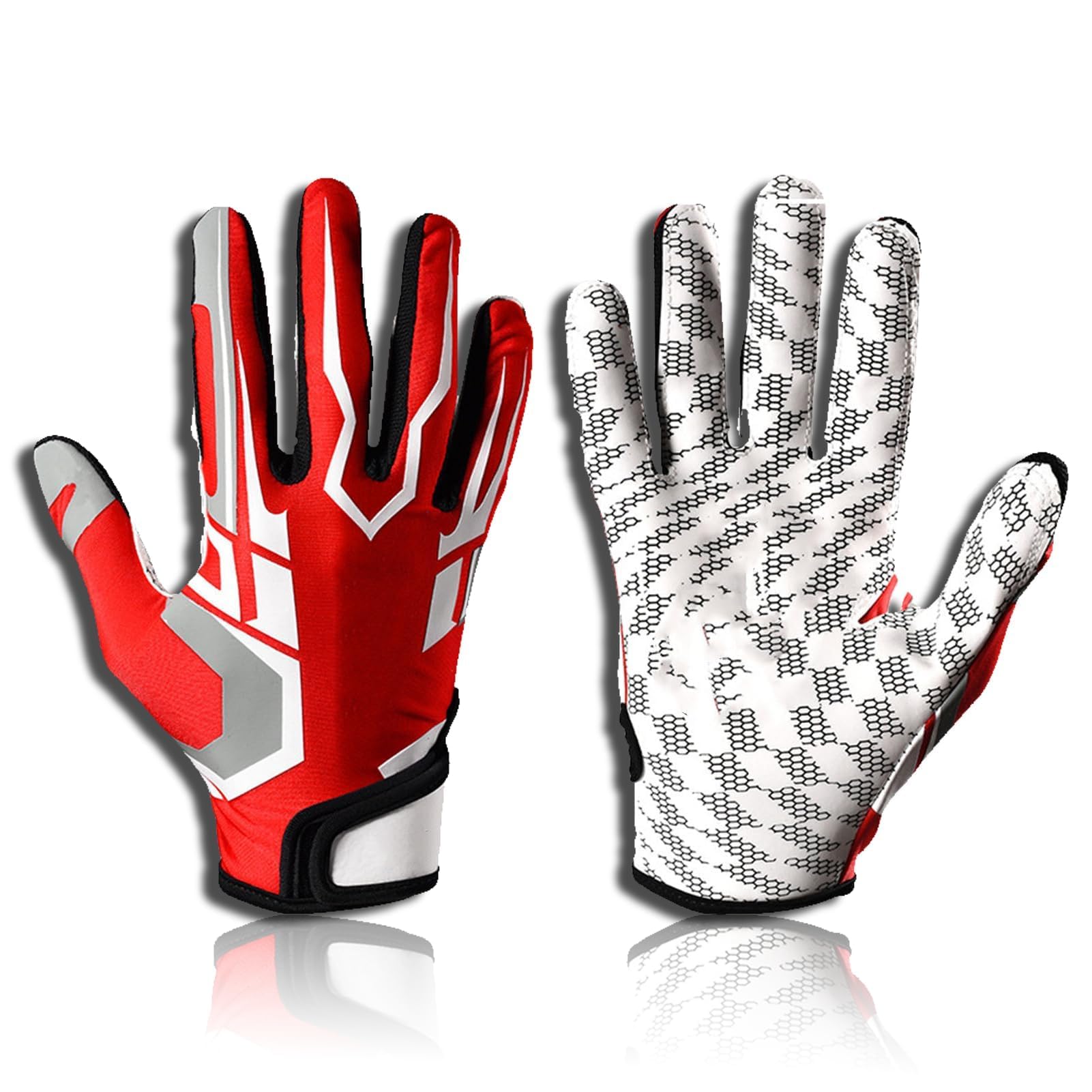 equlup 2PCS Baseball Batting Gloves, Football Receiver Gloves Breathable Non Slip High Grip American Football Protective Mittens for Youth Adult Unisex (M)