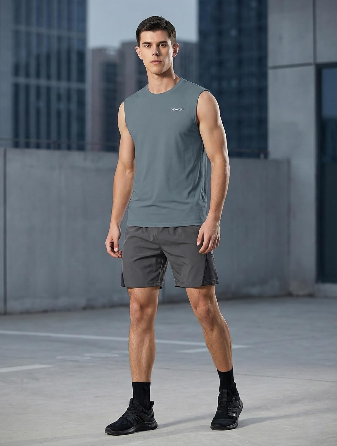 DEMOZU Men’s Quick Dry Sleeveless Workout Swim Shirt Moisture Wicking Athletic Tank Top Big & Tall - Image 4