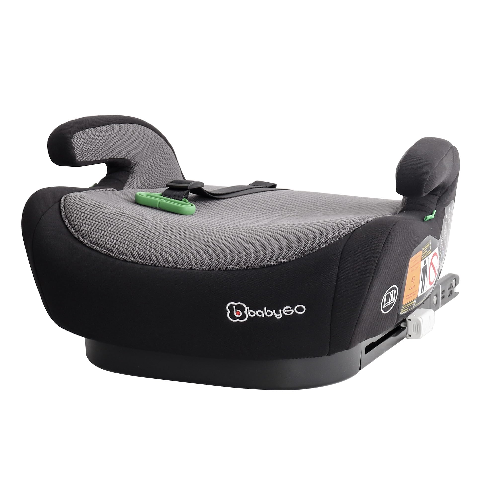 babyGO Sitzerhöhung Bursa IV nach neuer I-Size Norm - Kindersitzerhöhung mit verstellbarem Isofix - Kindersitz/Autositz für Kinder (125-150 cm) Schwarz