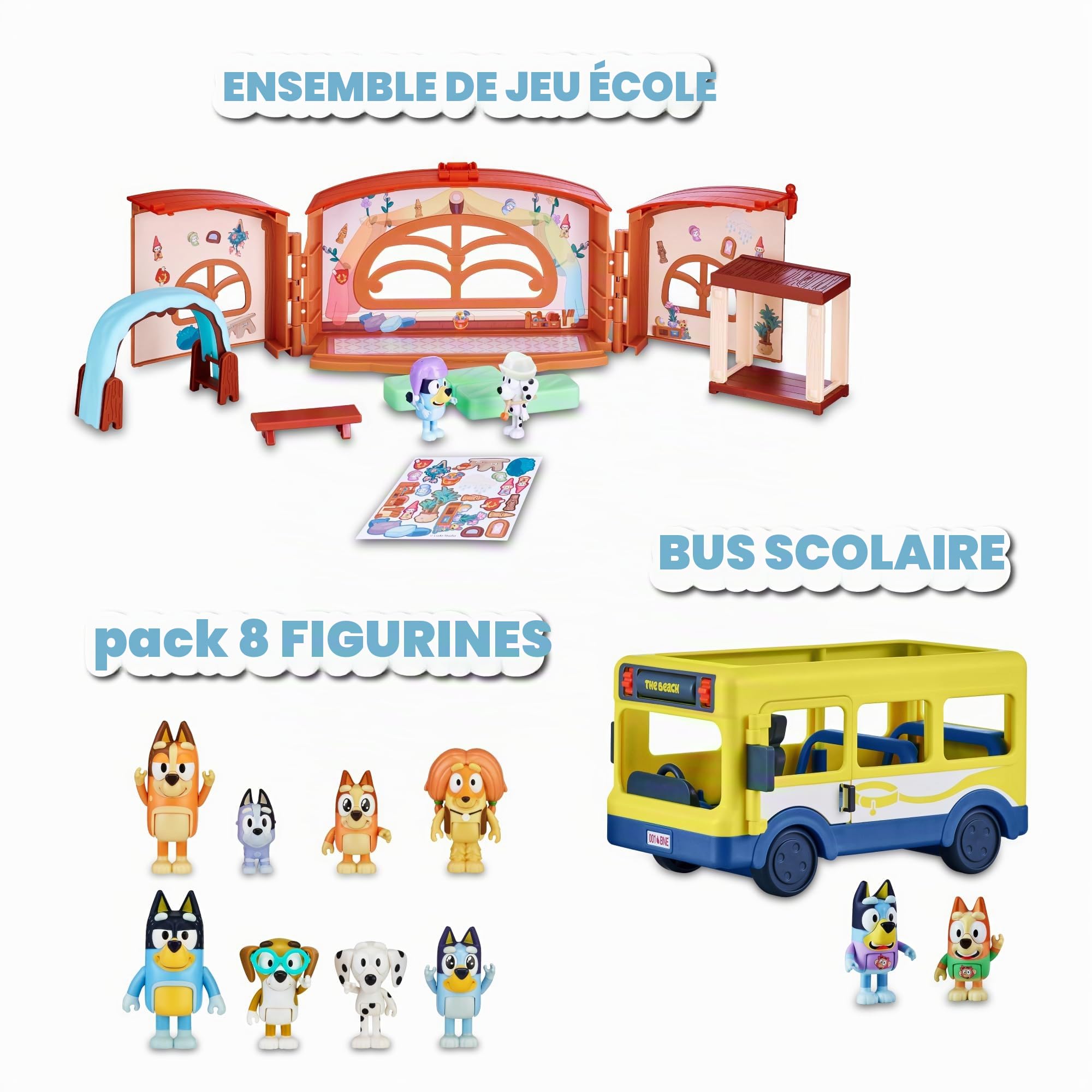 Bluey - School Bus, Bus pour Le Cole 2 Chiffres avec Bingo Personnages de la série de Dessins inantil, Affiche avec Destination de Route rotative, garçons et Filles + 3 Ans, Célèbre (BLY39010)