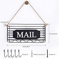 Vista 7 de SRIWATANA Soporte para llaves de correo para pared, organizador de correo, soporte de pared, tamaño pequeño, color negro