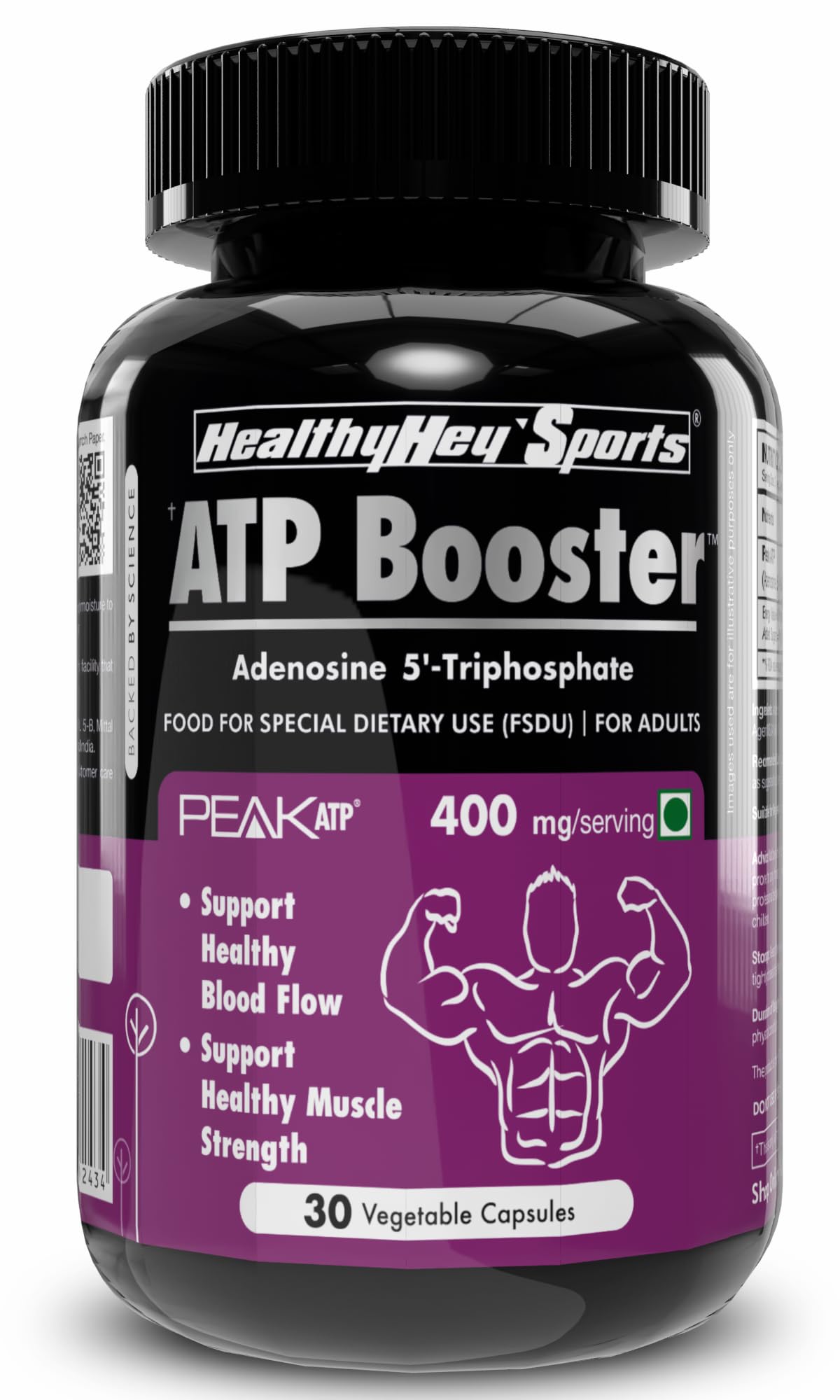 HealthyHey Sports ATP Booster - 400mg per serving - 30 Vegetable capsules