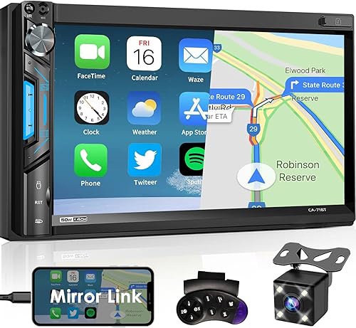 Estéreo Bluetooth de doble DIN receptor de audio de coche con pantalla táctil LCD de 7 pulgadas Mirrorlink MP5 radio de coche con cámara de respaldo