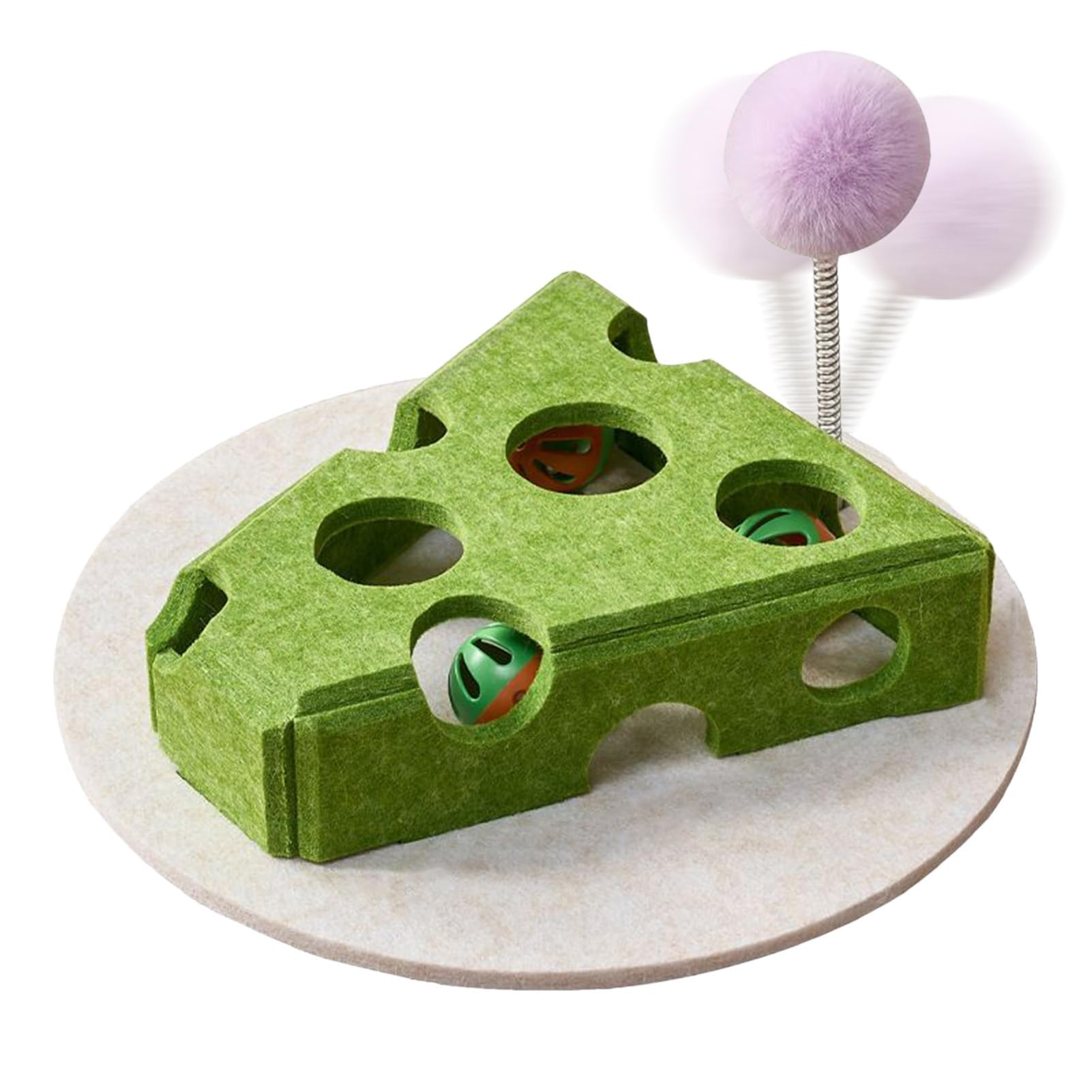 Karmnik dla kota Puzzle | Interaktywny karmnik z serem | dzwonkiem i różdżką do zabawy, średniej wielkości