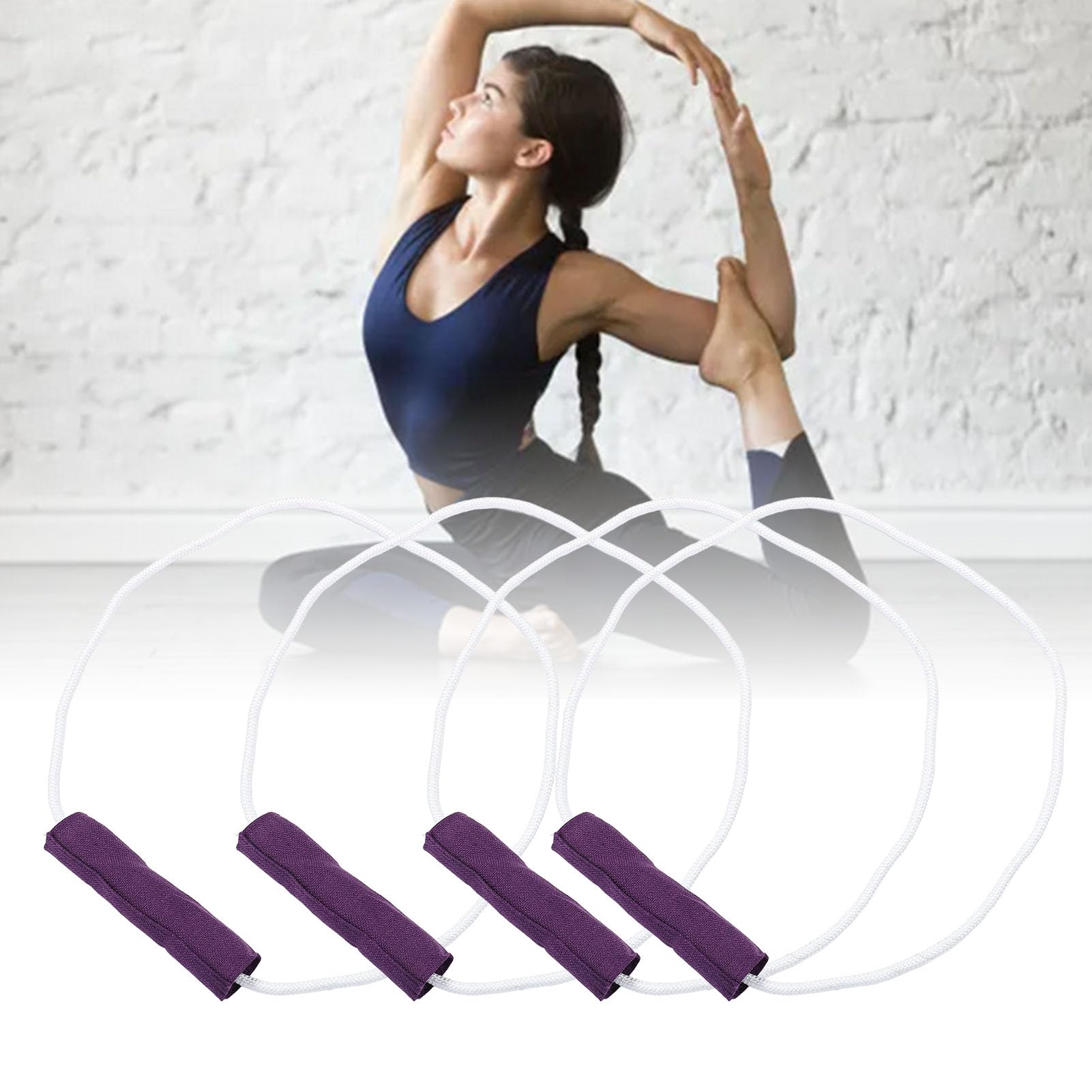4 Stück Stretching-Gurt, Yoga-Gurt für Physiotherapie, verdickte Yoga-Gurte zum Dehnen, Nicht elastischer Stretch-Gurt für Pilates, Übungen, Stretch-Band für Damen und Herren