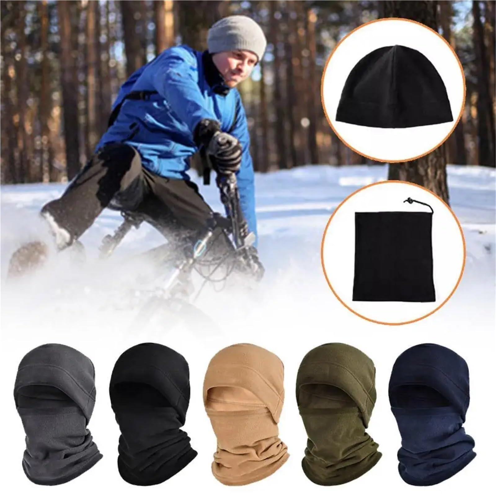 Masque De Cyclisme Cagoule chaude d'hiver for hommes et femmes, 2 pièces, casquette de cyclisme, Sports de plein air, coupe-vent, bavoir de Ski, polaire, résistant au froid, moto, vélo, chapeau Écharp