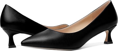 Miniatura 6 de ROSERWISH Zapatos de vestir de tacón bajo para mujer, estilo casual, con puntera puntiaguda, estilo clásico, mate, para oficina, gatito, de 2