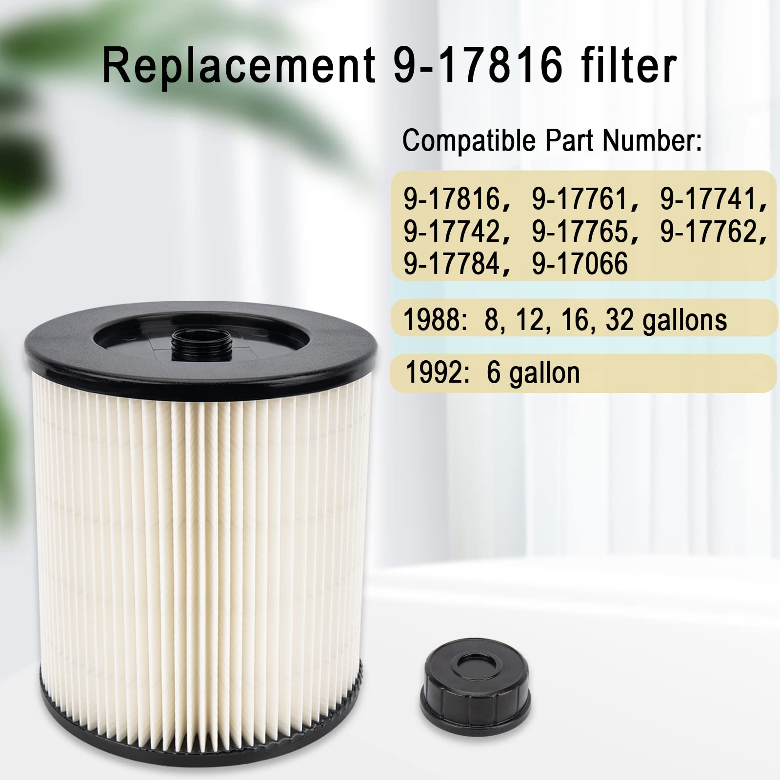 17816 Filter for Shop Vac Craftsman 9-17816 Filter Craftsman