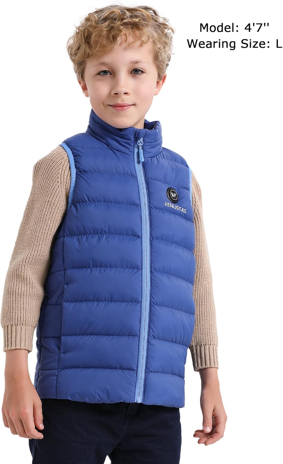 Venustas Boys Heated Vest with Battery Pack, Lightweight Warmer Electric Puffer Vest for Skiing - Image 4