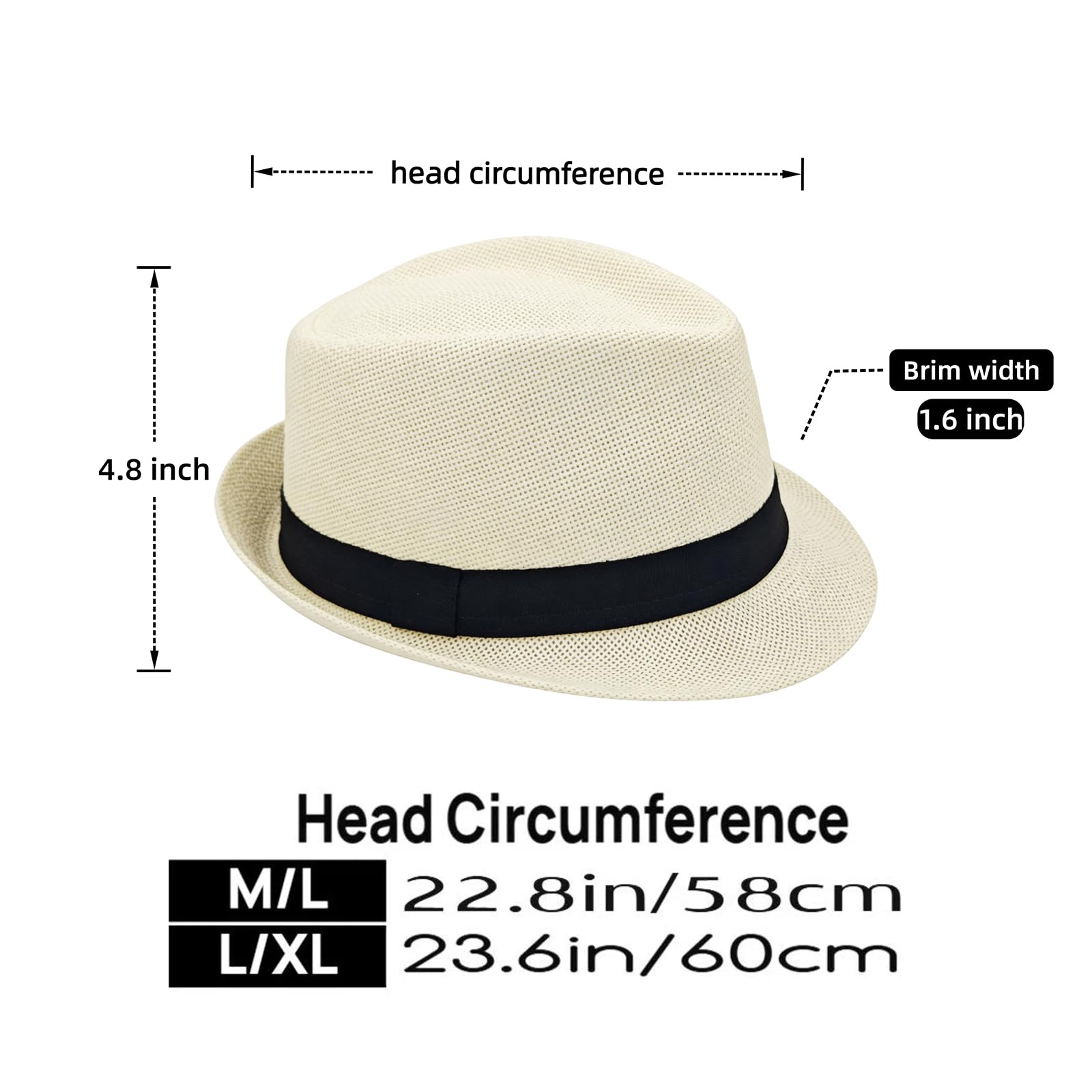 Straw Fedora Hat for Men Summer Short Brim Panama Hat Beach Casual — view 3