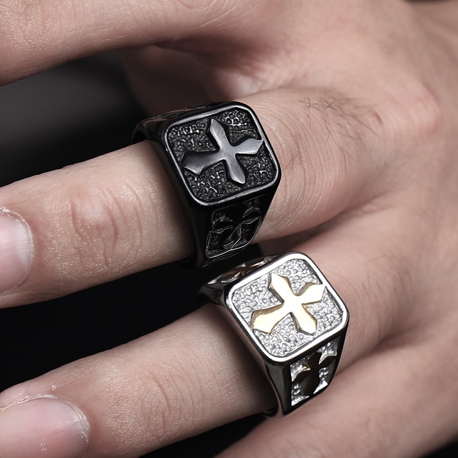 Cross Ring for Men,Stainless Steel Religion Silver Cross Ring Gothic Style Statement Jewelry Christian Jewelry Size 8-12 - Image 6