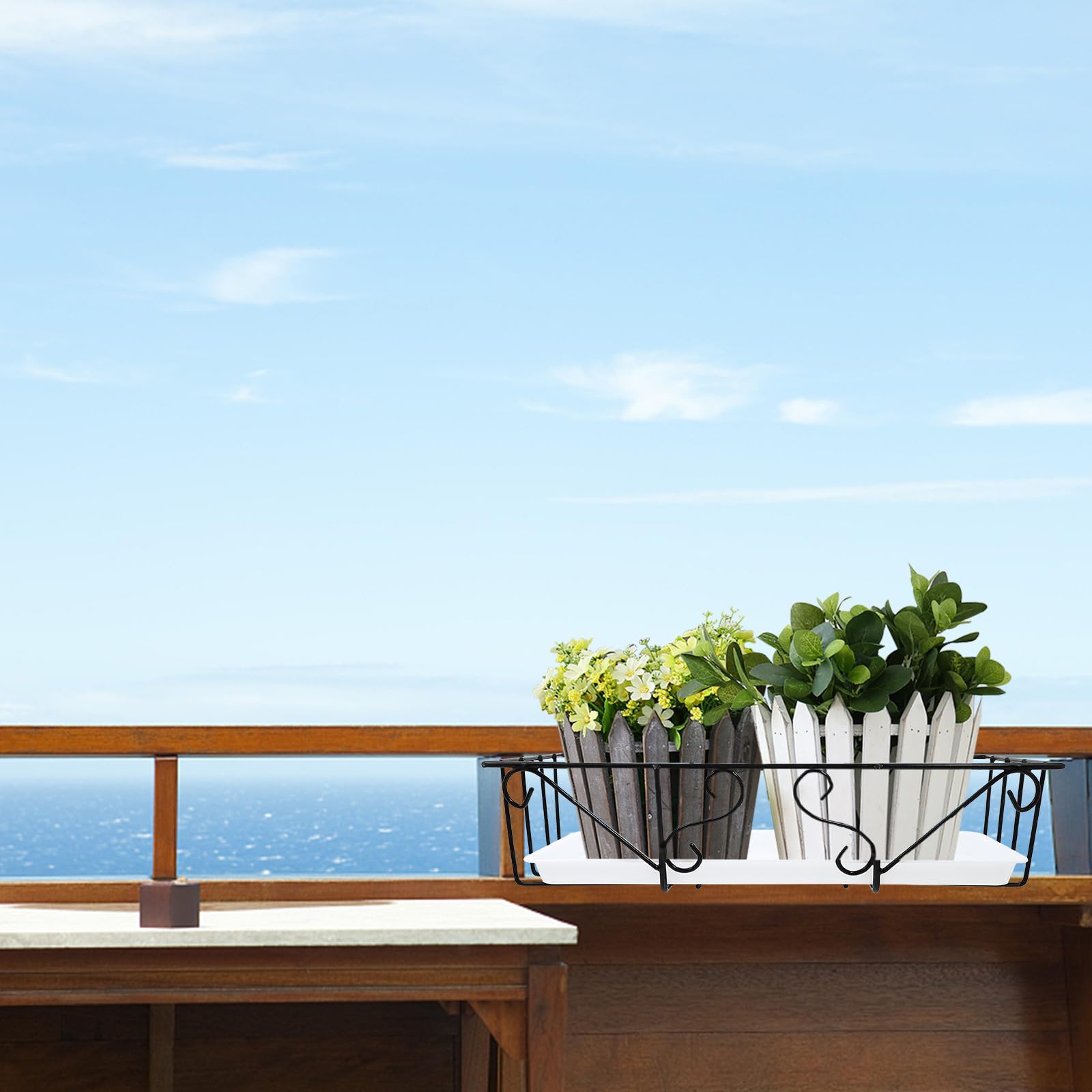 Gatuida Soporte de Jardinería Soldadura Firme Doble Gancho Barandilla para Maceta Decorativa de Hierro y Plástico y Diseño Liso para Decoración de Oficina y Hogar