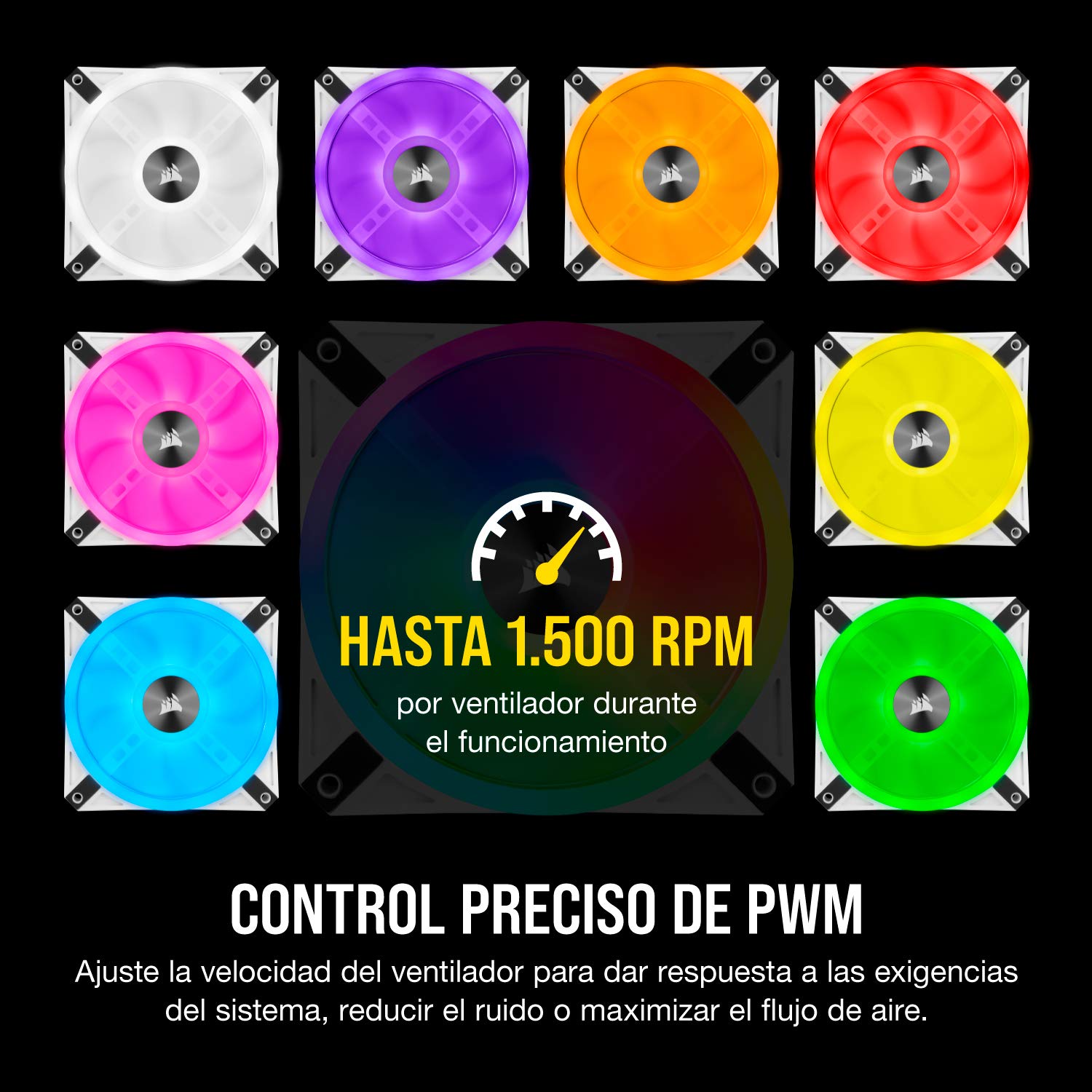 Corsair iCUE QL120 RGB, Ventilador LED RGB PWM de 120 mm (102 LED RGB Controlables Individualmente, Velocidades de Hasta 1500 rpm, Bajo Nivel de Ruido) Paquete de 3 con Lighting Node Core - Blanco