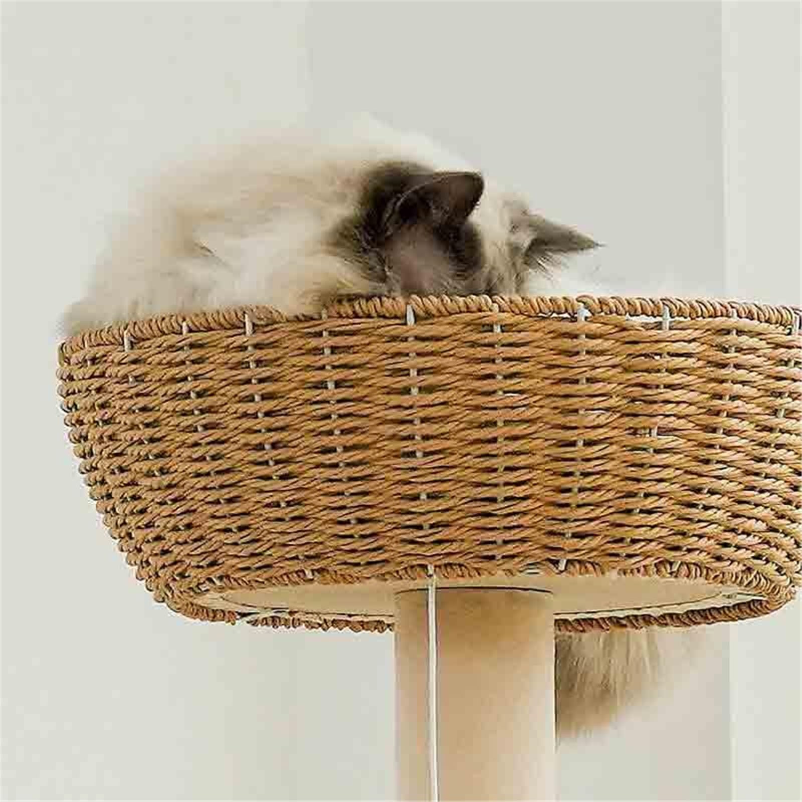 Torre for Gatos de Varios Niveles 115 cm con Poste rascador | Condominio for gatos resistente con canasta tejida a mano