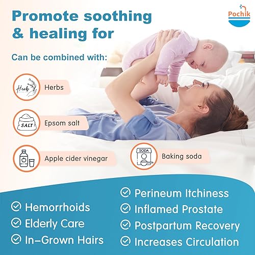 Vista 16 de Sitz Bath for WC Seat - Calma las hemorroides y el perineo, cuidado posparto, asiento de vapor Yoni para inodoro, plegable, fácil de almacenar, Azul