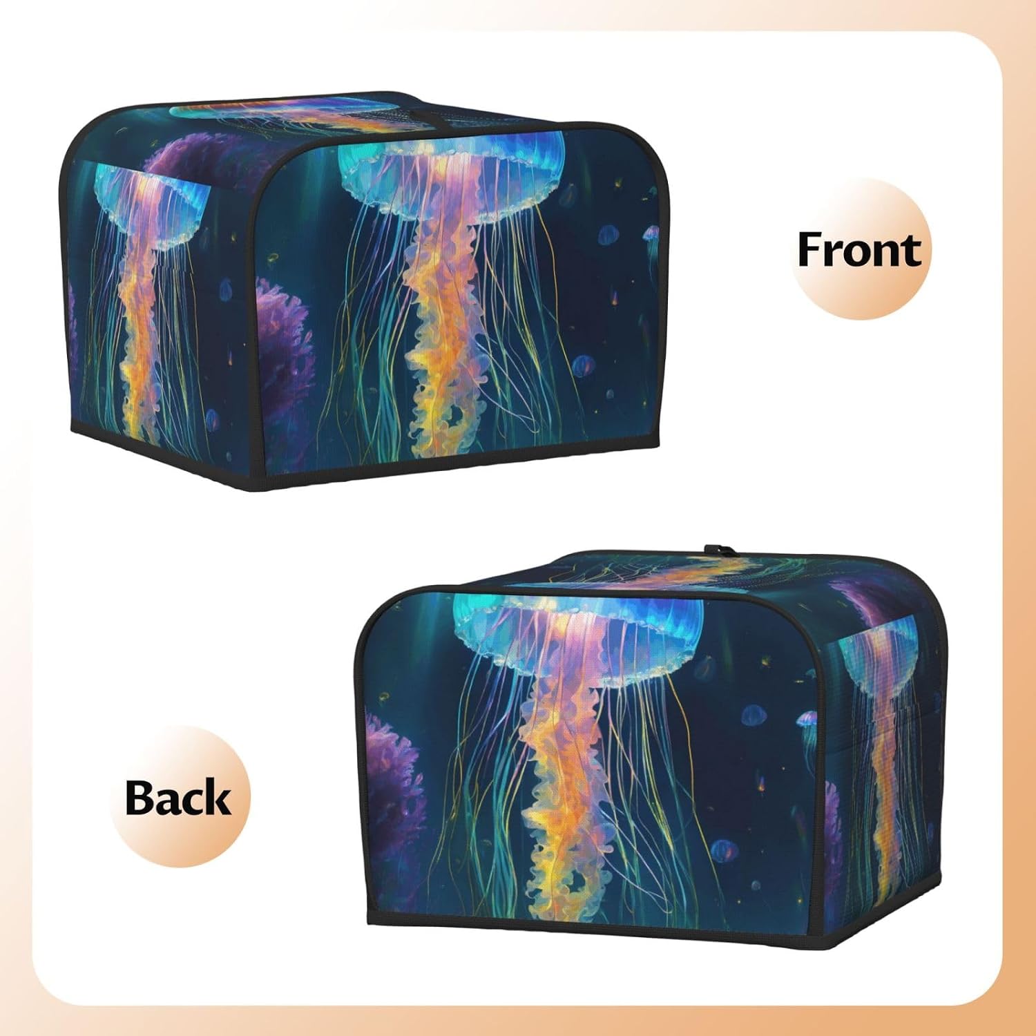 Jellyfish Ocean Print 4-Slice Toaster Cover Kitchen Appliance For Bread Home Protector Daily Usability image 3