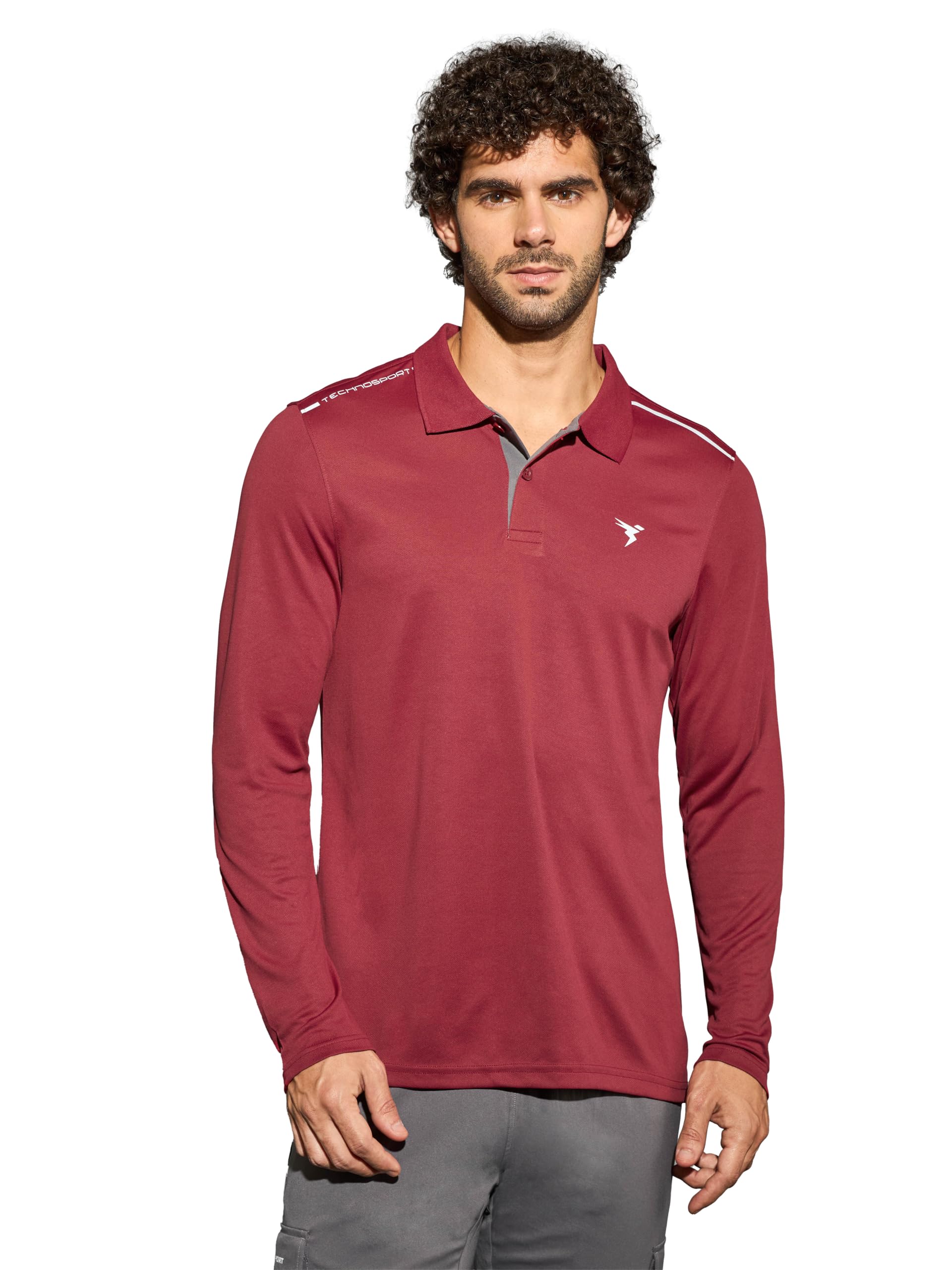 Mens Slim Fit Solid Polo Neck Full Sleeve T-Shirt with Technocool+, SPF50+ for Gym, Sports and Regular Use-image-8