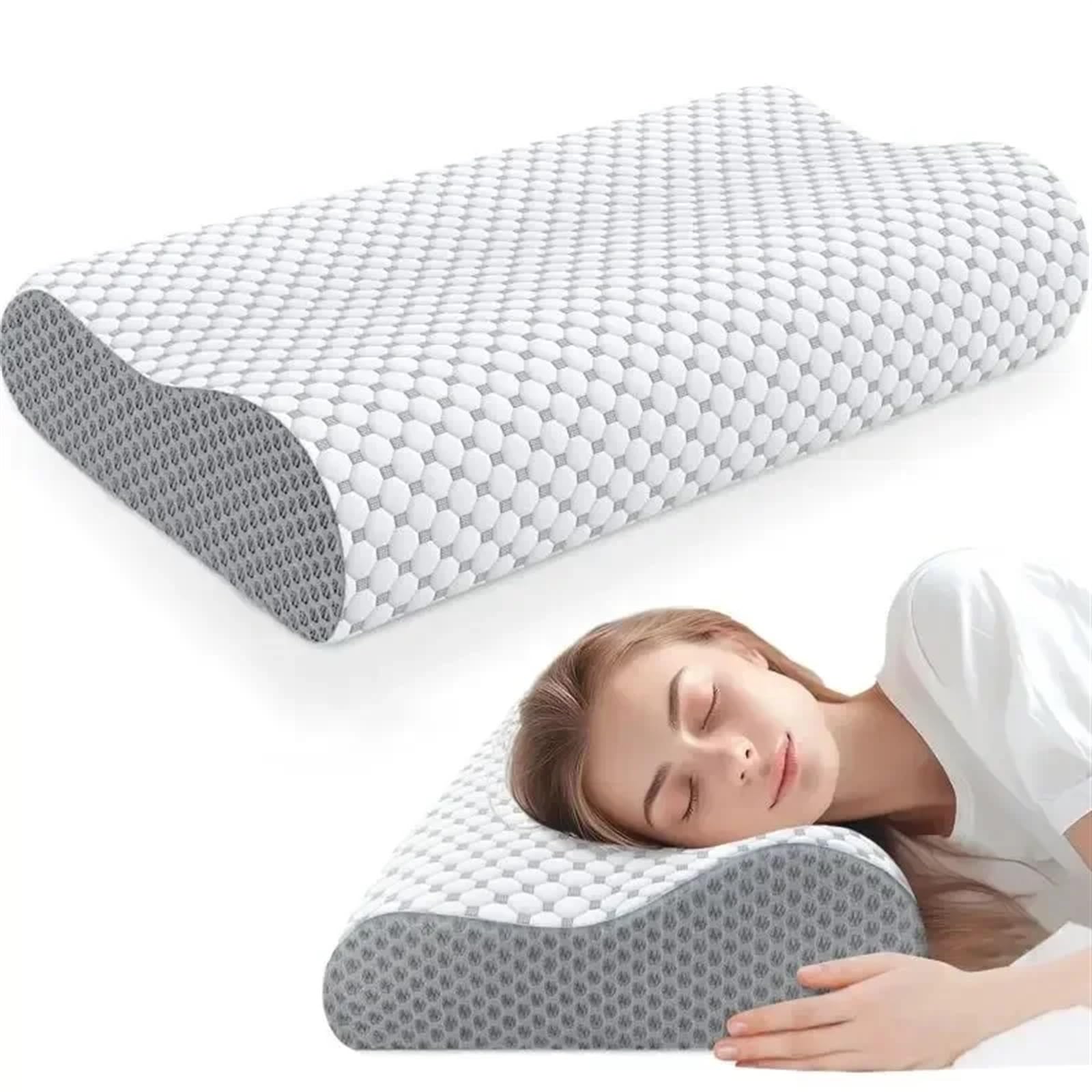 Almohada de Espuma viscoelástica. | Ortopédico ergonómico del durmiente lateral del cuello multicolor de la almohada de la espuma de la memoria(Blue)