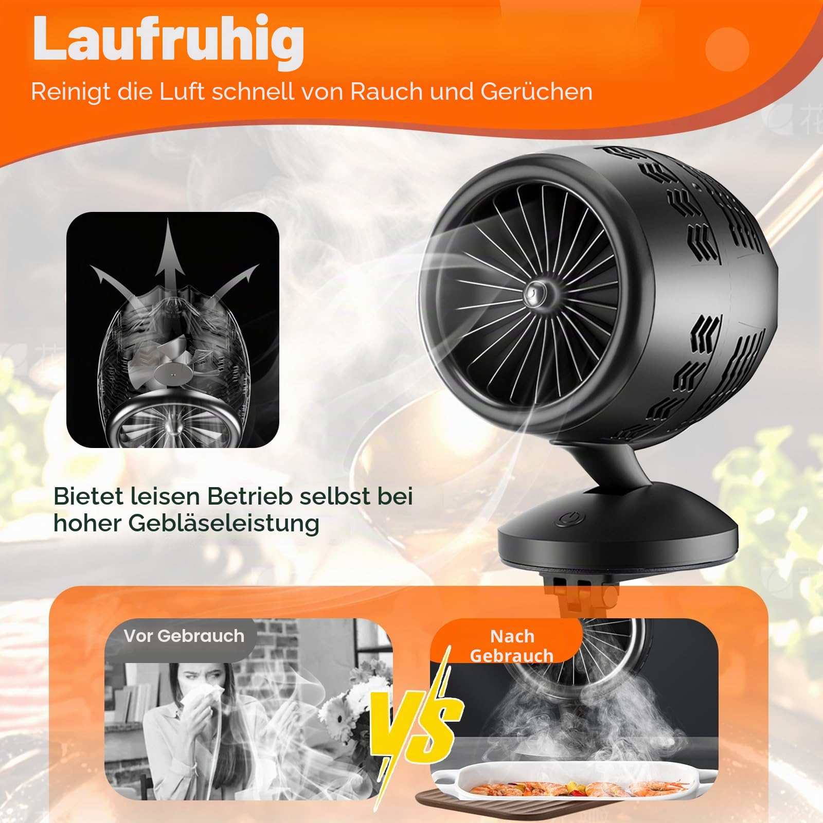 Mini Dunstabzugshaube,Geräuscharmut Mini Abzugshaube,Tragbare Abzugshaube,Mini-dunstabzugshaube,Tisch Abzugshaube für Steak Grillen BBQ Camping Wohnmobil Reise