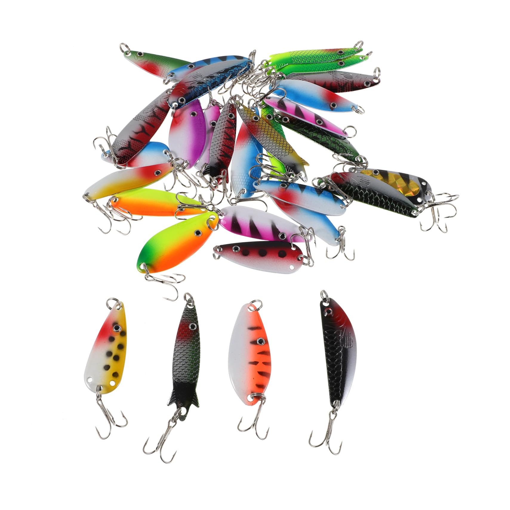 Lot de 30 Cuillères de Pêche en Fer, Leurres Poissons à Paillettes