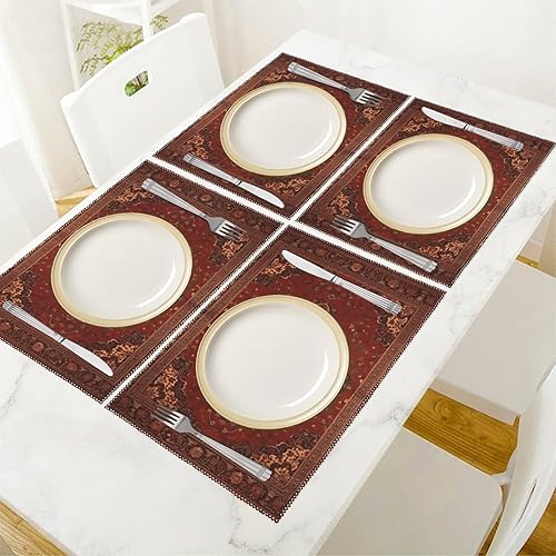 Miniatura 5 de Juego de 4 manteles individuales para cocina, comedor, impermeables, resistentes al calor, decoración de escritorio, para mesa de comedor interior y