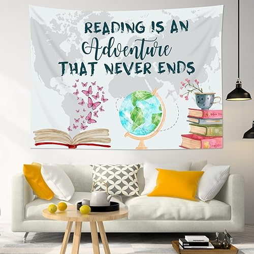 Miniatura 8 de LB Tapiz vintage para colgar en la pared, libros de biblioteca, retro, tapiz de pared para dormitorio, tapiz bohemio hippie para sala de estar,