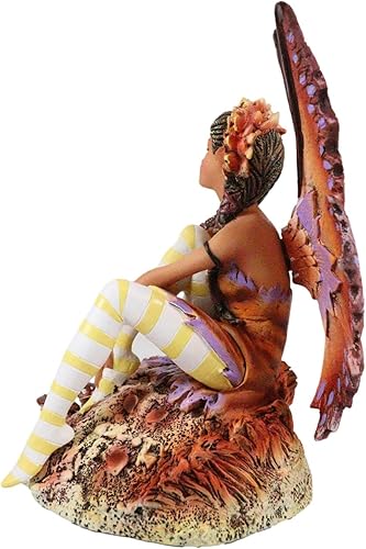 Miniatura 5 de Ebros Gift Amy Brown FAE Garden Fantasy Fall Ebony Fairy Sentado en la Roca Otoño Vientos Figura Coleccionable Midsummer Night Dream Romance Hada