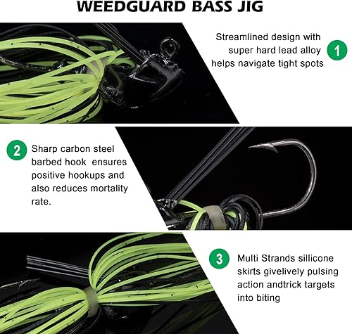 Miniatura 3 de Goture Plantillas de lubina con protector de malezas Plantillas de pesca Faldas de silicona Jigs Flipping Jig Swim Jig Streamlined Head Fishing