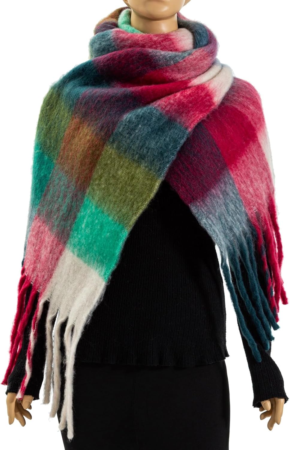 Winter Women Chunky Scarf Warm Blanket Big Thick Large Oversized Wrap Colorful Long Solid Scarves - Image 3
