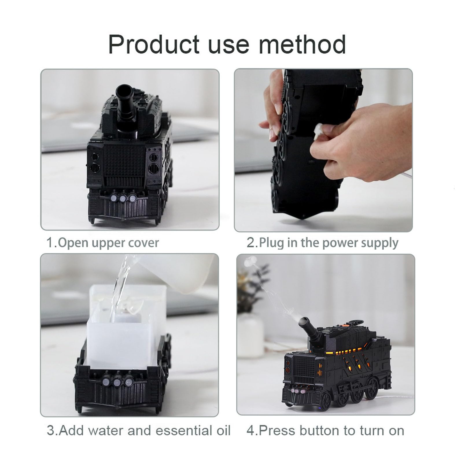 Qcwwy Humidificador del Difusor de Aceite Esencial, Gran Capacidad de Aromaterapia de 300 Ml Función de Aromaterapia Difusor de Aceite Innovador Humidificadores de Diseño de Círculo de (BLACK)