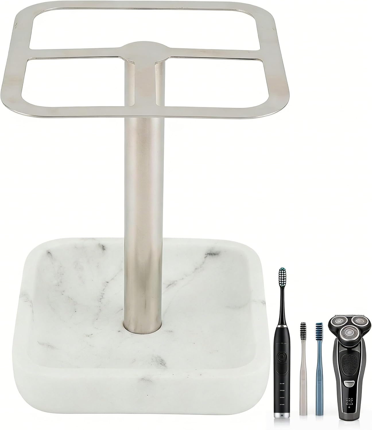 Silver Toothbrush Holder for Bathrooms, Stainless Steel | 1 stainless steel silver toothbrush holder, one of the best toothbrush holders for bathrooms, ideal for daily family use.