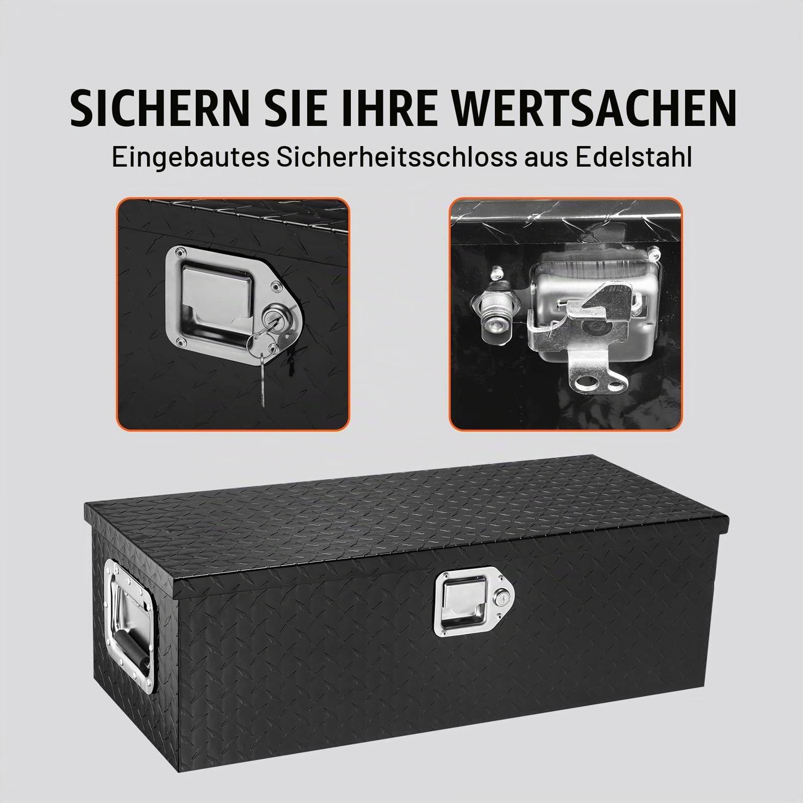 VEVOR 762 x 330 x 244 mm Werkzeugkasten für LKW-Ladefläche, Abschließbar 64 L Truckbox Werkzeugbox Aufbewahrungs-Werkzeugkasten, 30 kg Tragfähigkeit Werkzeugkiste Organizer für Wohnmobil, PKW usw.