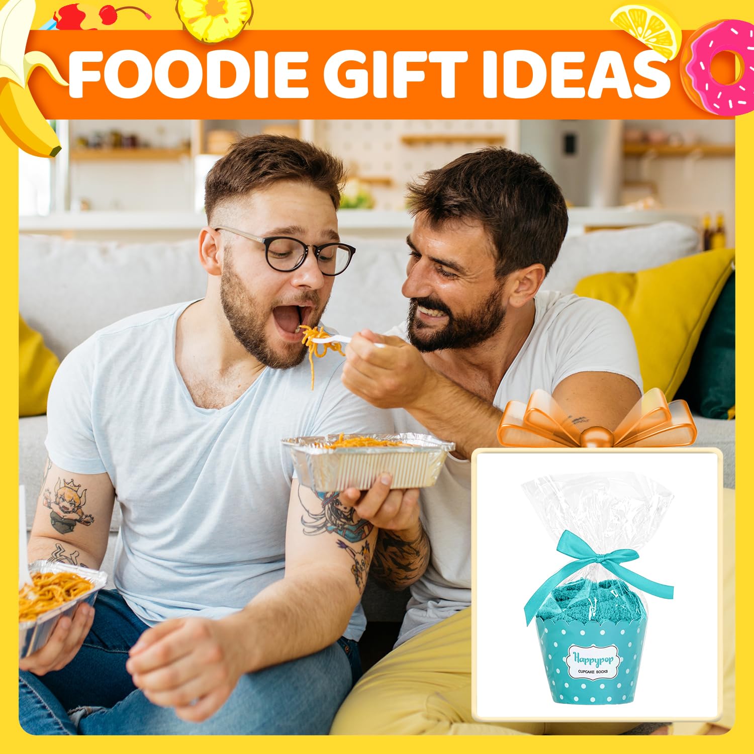 HAPPYPOP Food Drink Gifts for Women - Boba Tea Ramen Gifts for Her, Funny Saying Fuzzy Socks
