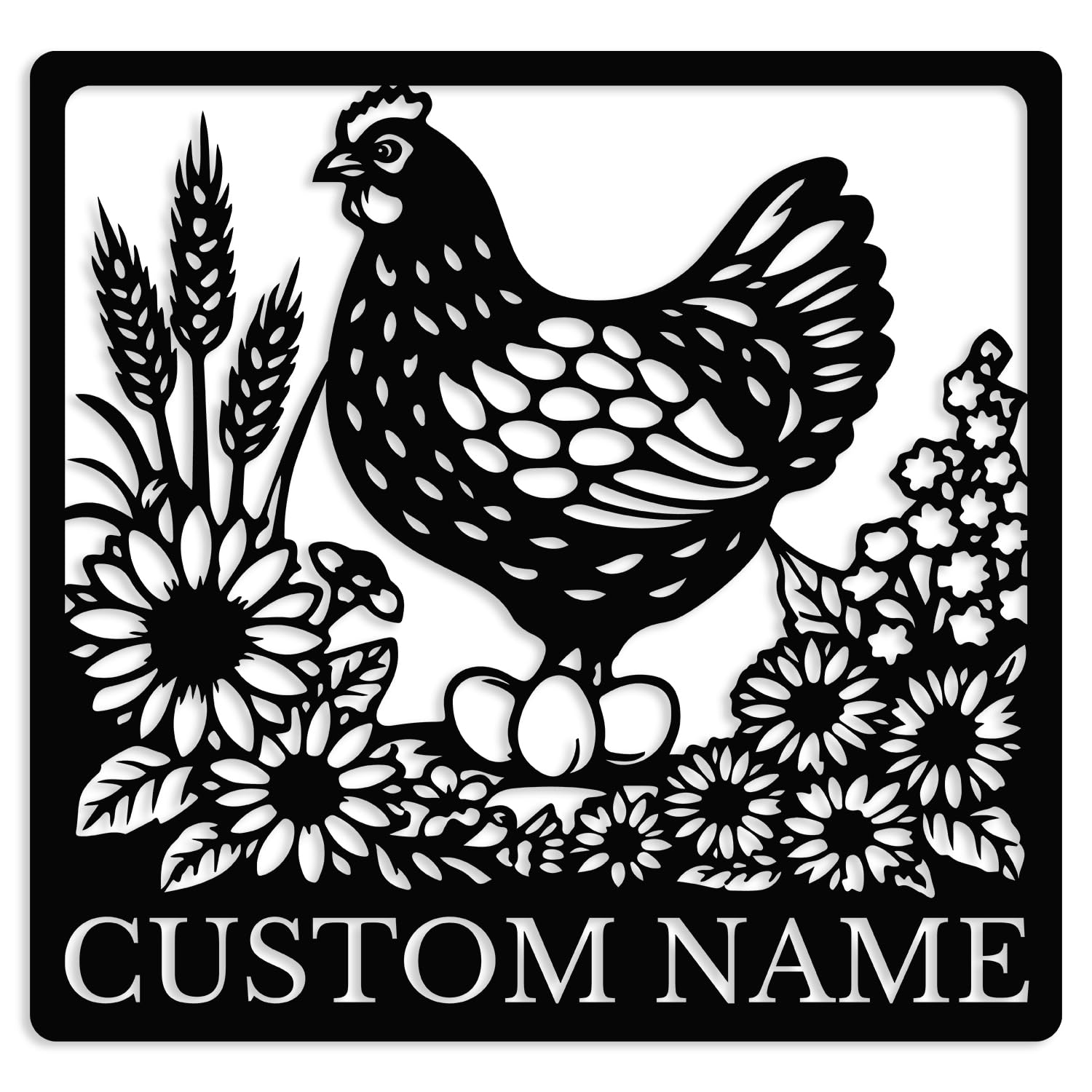 Custom Chicken Coop Metal Sign,Personalized Chicken Farm Wall Art,Chick Inn Metal Sign,Hen House Name Plaque,Farmhouse Barn Décor (Style-F)