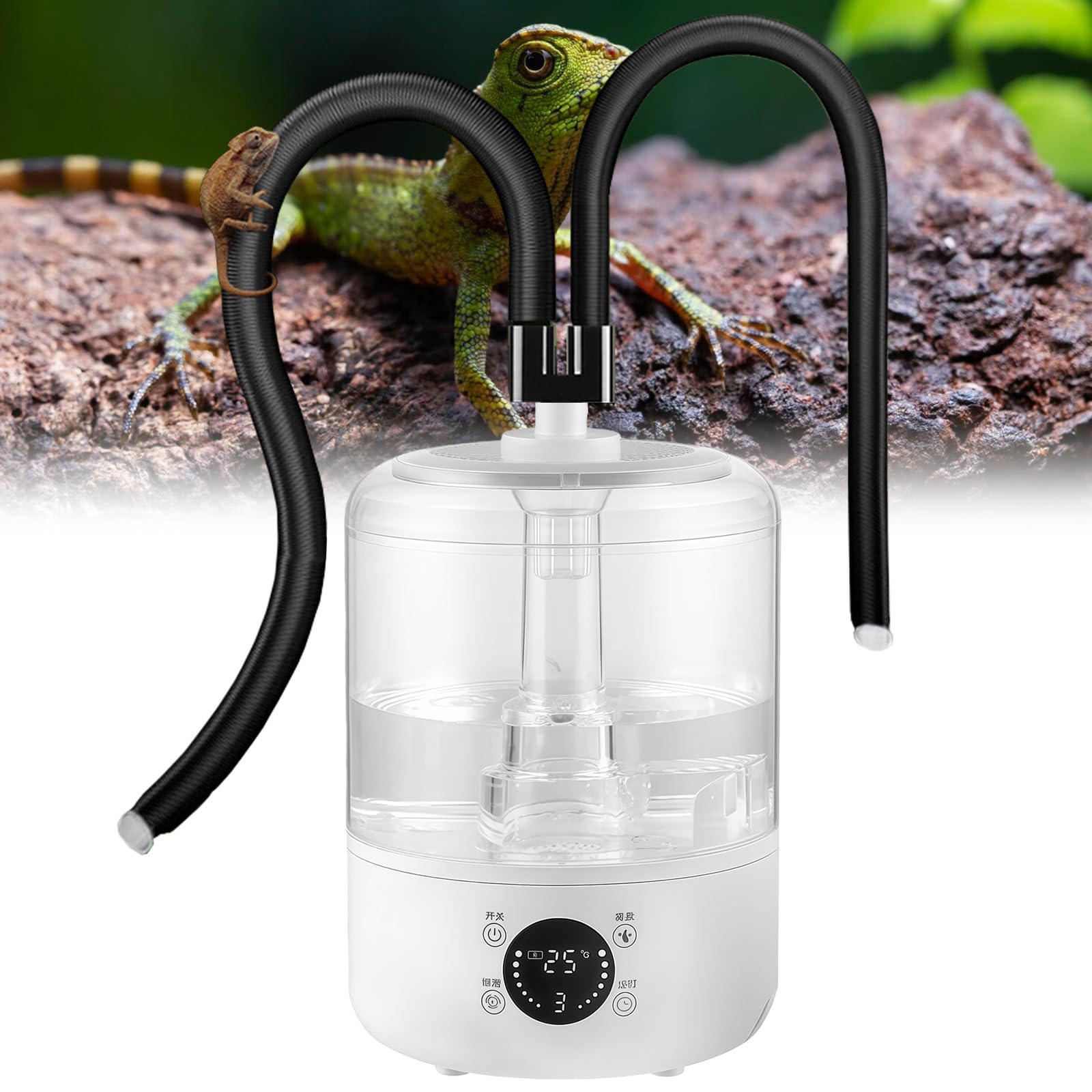 4L Reptilien Luftbefeuchter, Terrarium Nebelmaschine mit Fernbedienung, Leiser Ultraschall Fogger Nebelmaschine mit Doppeldüse, Vernebler Terrarium für Reptilien, Amphibien, Nasspflanzen