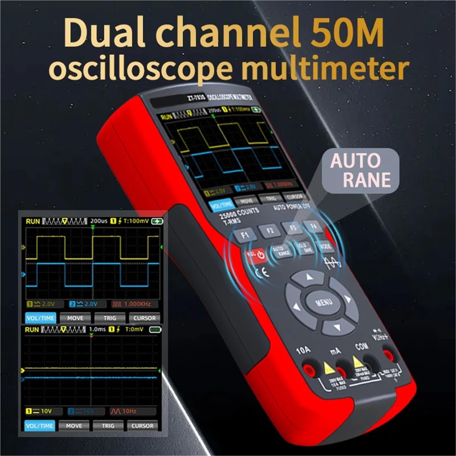 Osciloscopio digital, Generador De Señal Multímetro Osciloscopio Digital 3 En 1 2 Canales 50MHz 280MS/S 25000 Recuentos Para Pruebas Electrónicas 703S,para pruebas y análisis