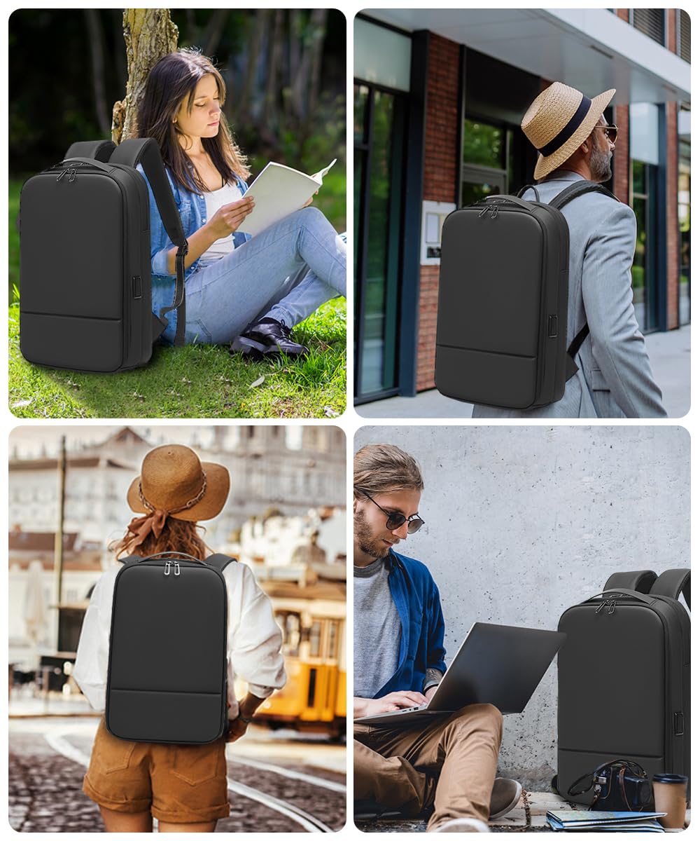 Zaino da lavoro per uomo Zaino sottile espandibile per laptop da 15,6 pollici con porta USB per caricabatterie