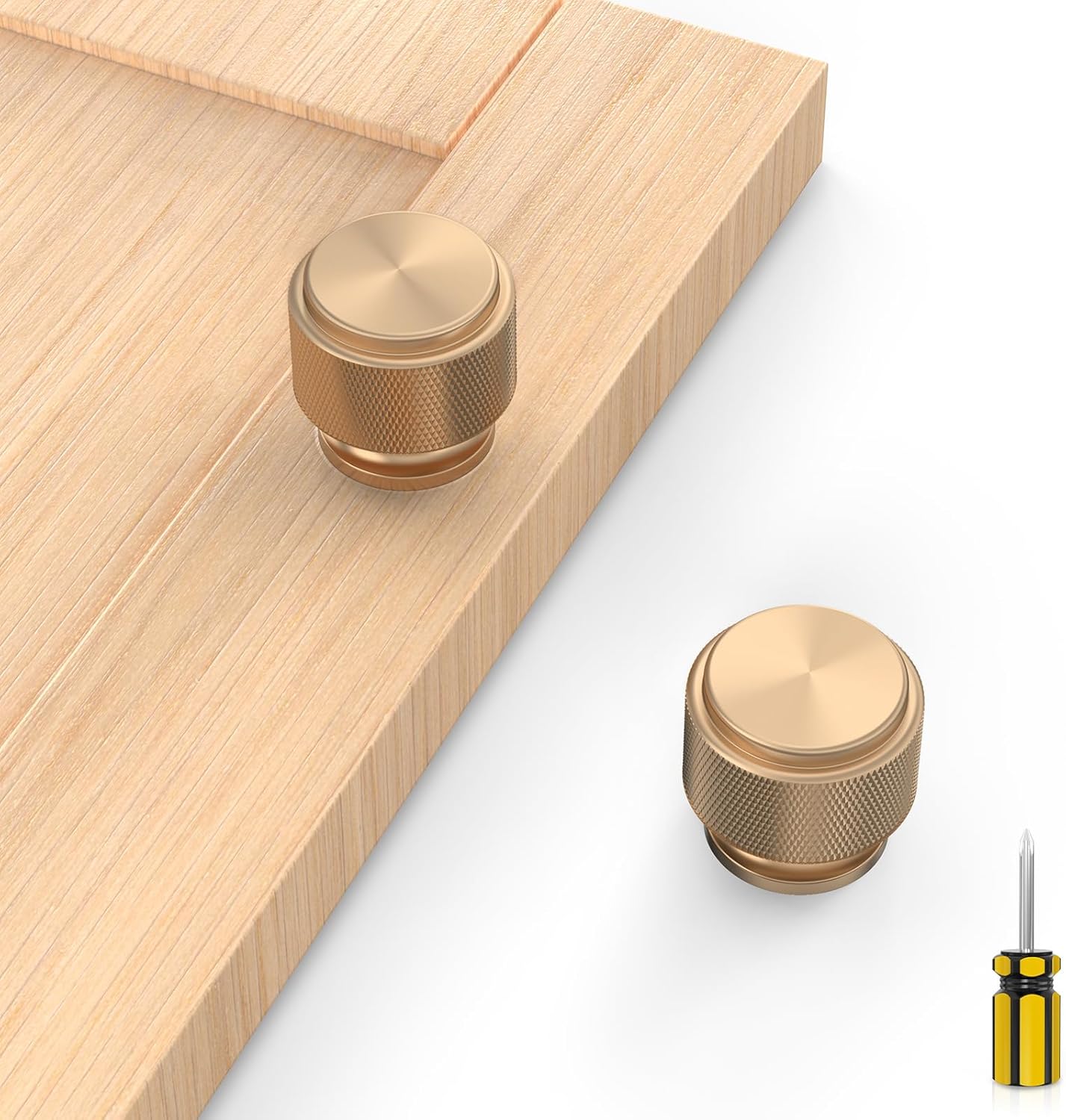 10 Pack Champagne Bronze Knurled Kitchen Cabinet Knobs, Cupboard Handles Kitchen Cabinet Hardware for Bathroom Cupboard Drawer Knobs Dresser Knobs Single Hole Knob Champagne Bronze