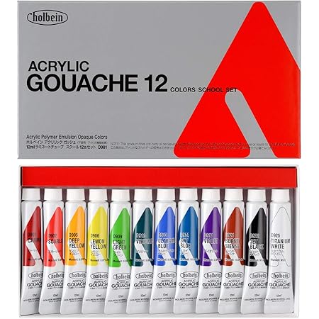 Amazon Co Jp ネイルアート アクリル絵の具 ｈｏｌｂｅｉｎ アクリラガッシュ スクールセット 12色 並行輸入品 ホビー