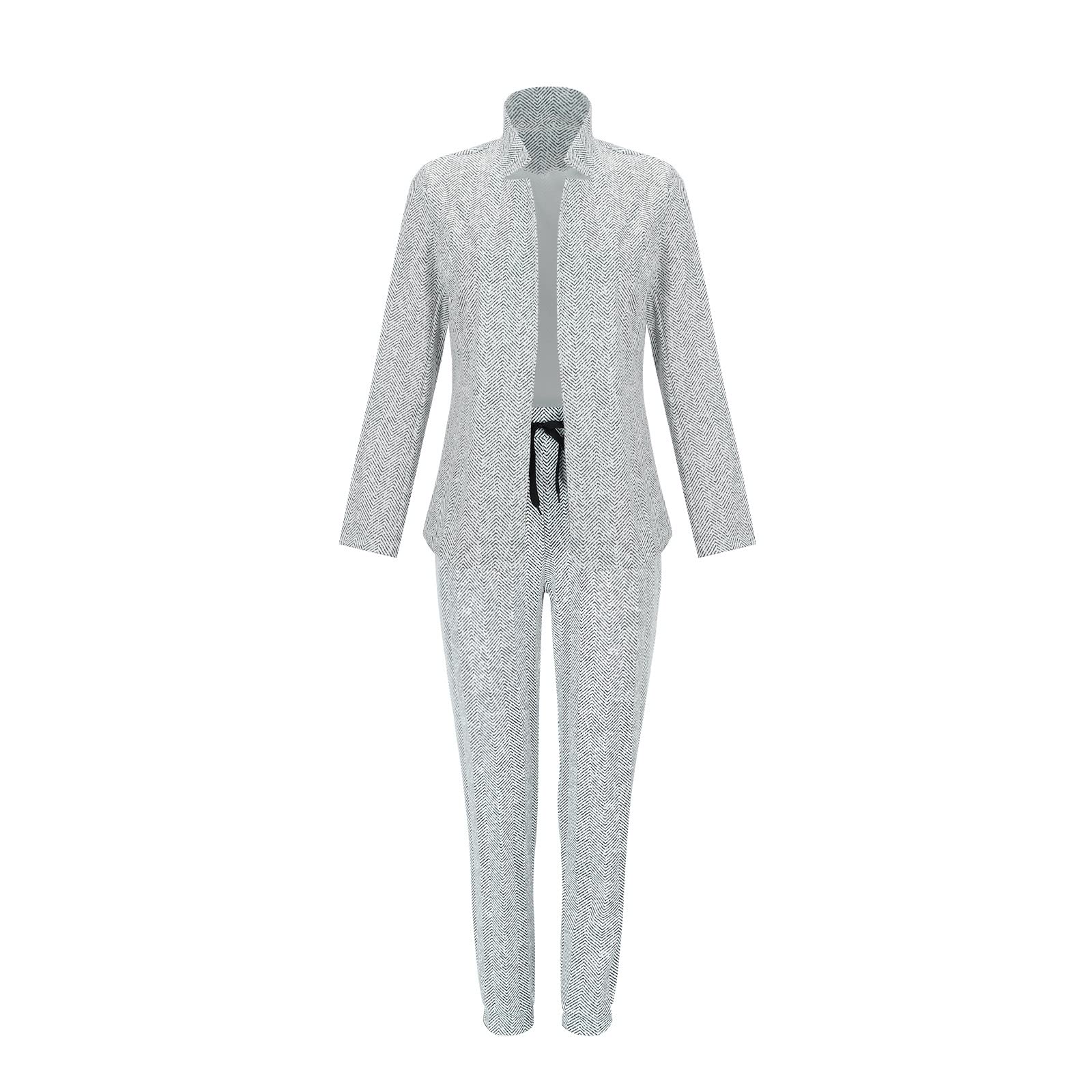 Traje de pantalón para mujer elegante de negocios, 2 piezas, ropa informal, solapa, blazer de oficina, juego de chaqueta de traje de manga larga y pantalones de traje, juego de dos piezas