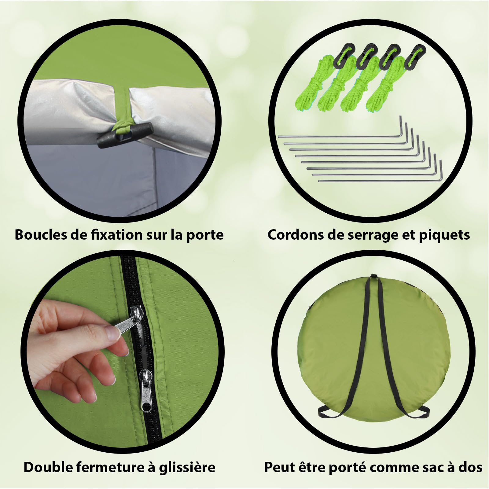 Montafox Tente Douche 2m XXL Portable Pop Up Toilette Cabinet Changement Camping Vestiaire WC, Couleur:Vert