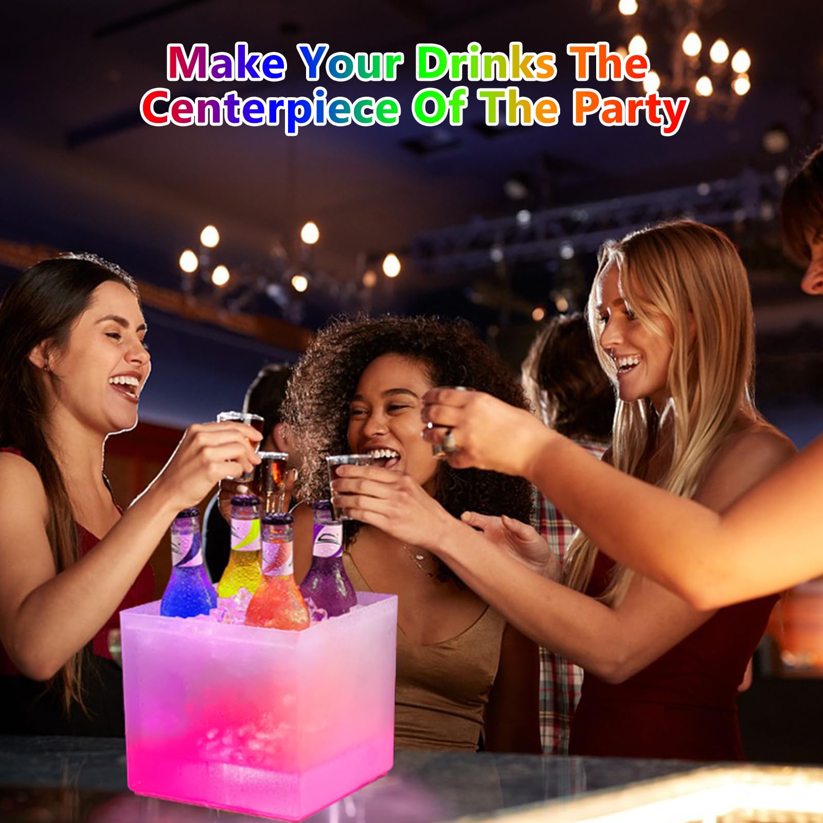 Seau à Glace à LED Changeant De Couleur 3,5 L En Plastique Pour Le Vin Le Champagne Le Vin Les Boissons La Biere Pour Les Fetes~p124591647