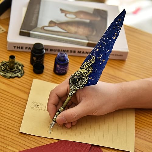 Miniatura 7 de Hethrone Juego de bolígrafos y tinta para caligrafía para principiantes, juego de plumas estilográficas (azul marino)