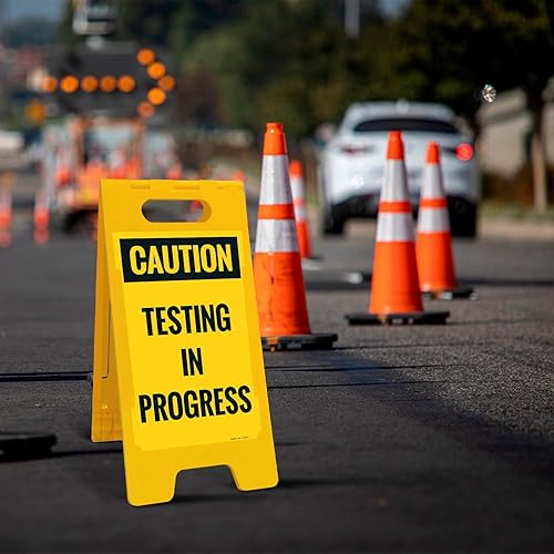 Miniatura 2 de Kit de letreros de acera de prueba de precaución, 10 x 16 pulgadas, con un soporte de marco, fabricado en Estados Unidos por Sigo Signs